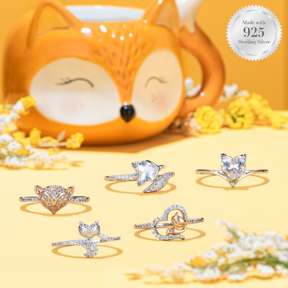 Fox Ring, 925 Sterling Silver, 18k Rose Gold Charmed Aroma - Picture 8 of 9